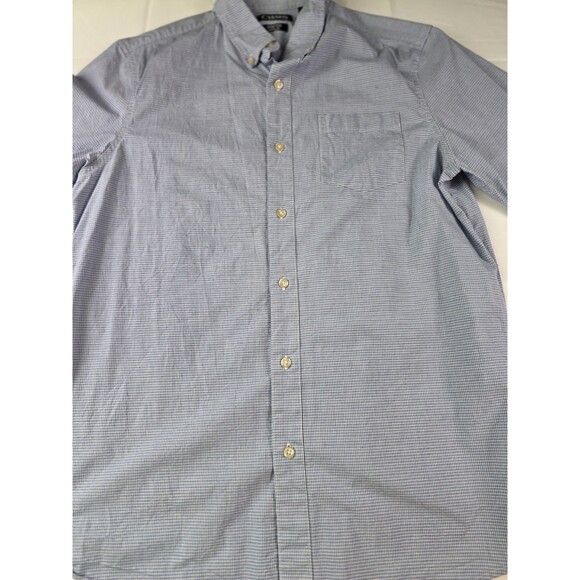 Chaps Men’s Size Medium Poplin Stretch‎ Blue White Checkered Shirt Sleeve Shirt - Picture 2 of 7